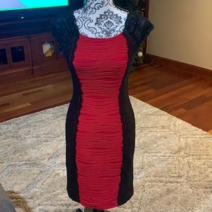 Hartley red and black lace dress